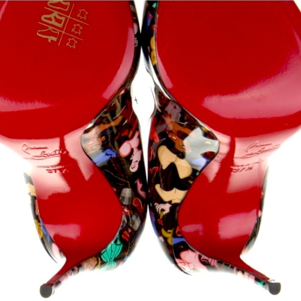 Christian Louboutin HotChick 100 pump Blk Patent Multi “Bored Lin Resille EU37.5 - Picture 13 of 14